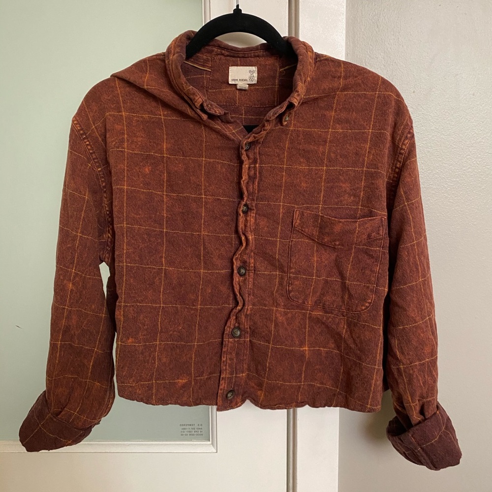 Urban Outfitters Rust Cropped Plaid Flannel
